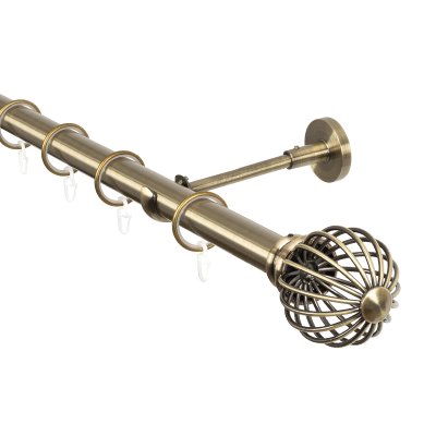 Карниз для штор, настенный, штанга 25 мм, Шар кованый, золото антик Карниз для штор, настенный, штанга 25 мм, Шар кованый, золото антик