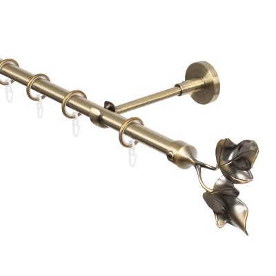 Карниз для штор, настенный, штанга 16 мм, Листья, золото антик Карниз для штор, настенный, штанга 16 мм, Листья, золото антик