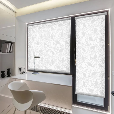 Рулонные шторы с принтом Ива для балконной двери цвет белый Рулонные шторы с принтом Ива для балконной двери цвет белый