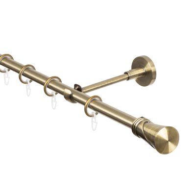 Карниз для штор, настенный, штанга 16 мм, Конус текстурный, золото антик Карниз для штор, настенный, штанга 16 мм, Конус текстурный, золото антик