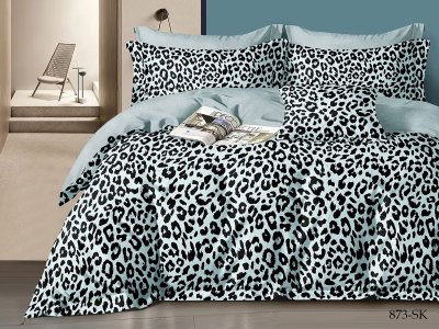 Cleo сатин набивной "Satin de Luxe" евро 200*220 леопардовый голубой Cleo сатин набивной "Satin de Luxe" евро 200*220 леопардовый голубой