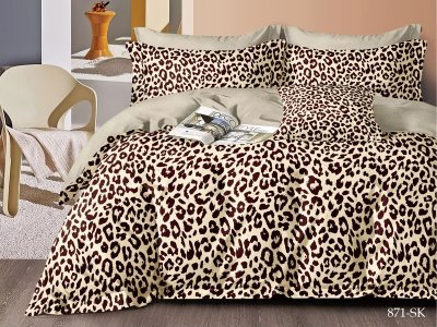 Cleo сатин набивной "Satin de Luxe" евро 200*220 леопардовый беж Cleo сатин набивной "Satin de Luxe" евро 200*220 леопардовый беж