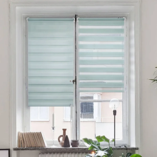 Рулонные шторы день ночь цвет мятный Рулонные шторы день ночь цвет мятный