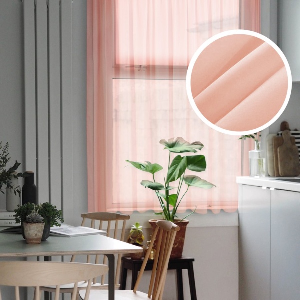 Тюль на тесьме "Миа" 140х150 персиковый Тюль на тесьме "Миа" 140х150 персиковый