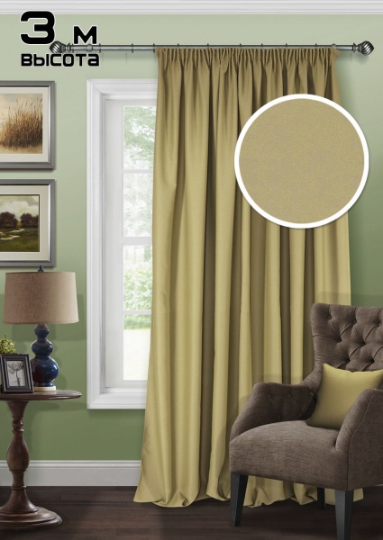 Штора на тесьме Блэкаут "Blackout-S" 200х300 зеленый Штора на тесьме Блэкаут "Blackout-S" 200х300 зеленый