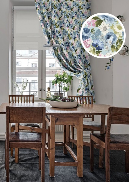 Штора на тесьме "Selena - K" 136х175 цветы голубые Штора на тесьме "Selena - K" 136х175 цветы голубые