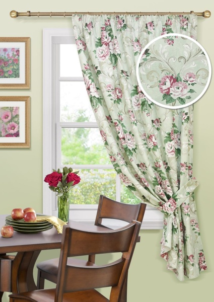 Штора на тесьме "Aquarelle - K" 136х175 светло-зеленый Штора на тесьме "Aquarelle - K" 136х175 светло-зеленый