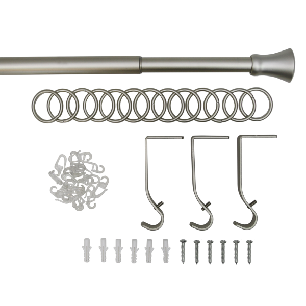 Карниз телескопический однорядный, металл, Гиро, Никель матовый, 160-320см Карниз телескопический однорядный, металл, Гиро, Никель матовый, 160-320см