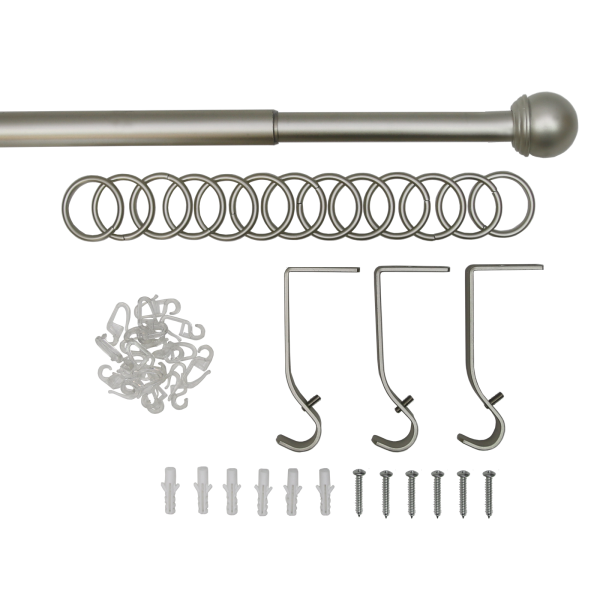 Карниз телескопический однорядный, металл, Классика, Никель, 160-320см Карниз телескопический однорядный, металл, Классика, Никель, 160-320см