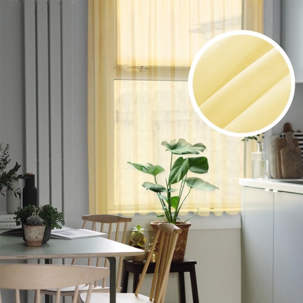 Тюль на тесьме "Миа" 140х150 желтый Тюль на тесьме "Миа" 140х150 желтый