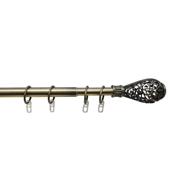 Карниз телескопический однорядный, металл, Кружево, Золото антик, 160-320см Карниз телескопический однорядный, металл, Кружево, Золото антик, 160-320см