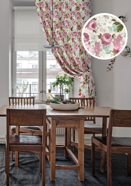 Штора на тесьме "Selena - K" 136х175 цветы розовые Штора на тесьме "Selena - K" 136х175 цветы розовые