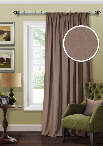 Штора на тесьме Блэкаут "Blackout-S" 200х270 коричневый Штора на тесьме Блэкаут "Blackout-S" 200х270 коричневый