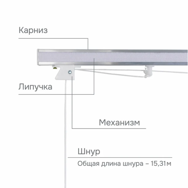Карниз для римских штор с веревочным управлением 160 см Карниз для римских штор с веревочным управлением 160 см