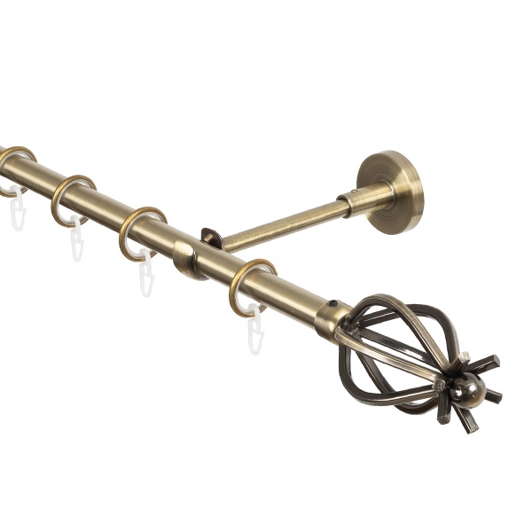 Карниз для штор, настенный, штанга 16 мм, Бутон, золото антик Карниз для штор, настенный, штанга 16 мм, Бутон, золото антик