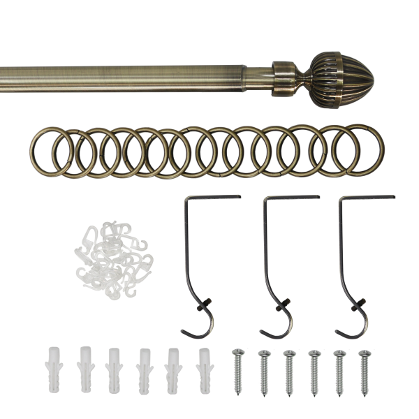 Карниз телескопический однорядный, металл, Орех, Золото антик, 160-320см Карниз телескопический однорядный, металл, Орех, Золото антик, 160-320см