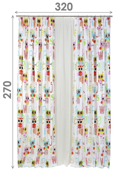 Комплект штор на тесьме "Совы" 160х270/300х270 Комплект штор на тесьме "Совы" 160х270/300х270