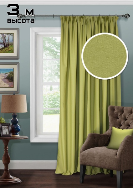 Штора на тесьме Блэкаут "Blackout-S" 200х300 зеленый яркий Штора на тесьме Блэкаут "Blackout-S" 200х300 зеленый яркий
