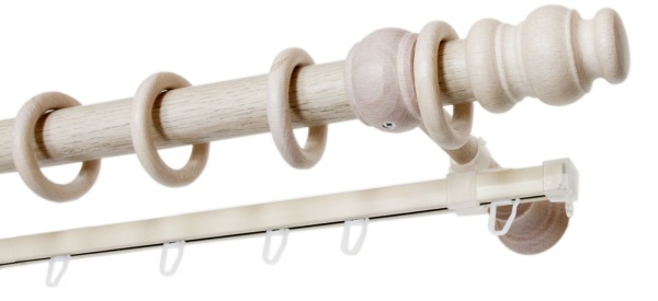 Карниз двухрядный с U-шиной (дерево) D28, Стандарт, цвет Беленый дуб Карниз двухрядный с U-шиной (дерево) D28, Стандарт, цвет Беленый дуб