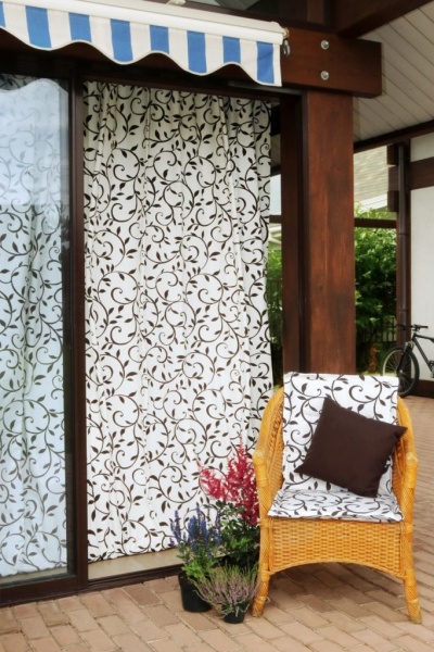 Штора на люверсах, "Bindweed" 136х270 белый и коричневый Штора на люверсах, "Bindweed" 136х270 белый и коричневый