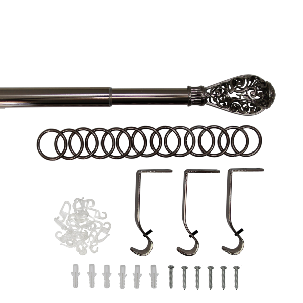 Карниз телескопический однорядный, металл, Кружево, Коньяк, 160-320см Карниз телескопический однорядный, металл, Кружево, Коньяк, 160-320см