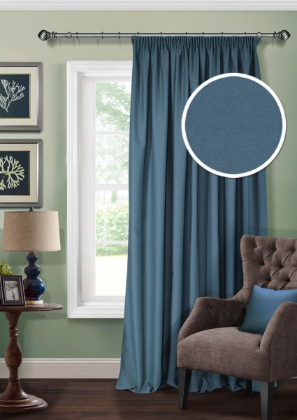 Штора на тесьме "Blackout-S" 200х270 синий Штора на тесьме "Blackout-S" 200х270 синий