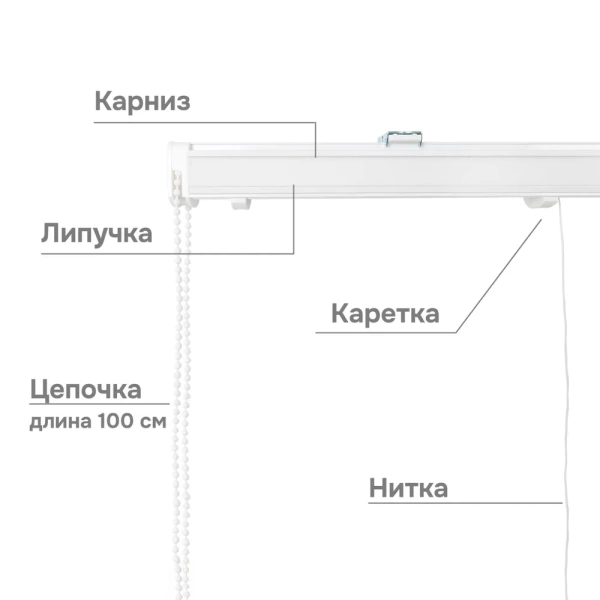 Карниз для римских штор с цепочным управлением 60 см Карниз для римских штор с цепочным управлением 60 см