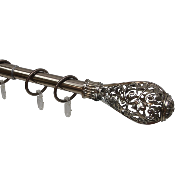 Карниз телескопический однорядный, металл, Кружево, Коньяк, 160-320см Карниз телескопический однорядный, металл, Кружево, Коньяк, 160-320см