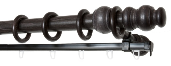 Карниз двухрядный с U-шиной (дерево) D28, Стандарт, цвет Венге Карниз двухрядный с U-шиной (дерево) D28, Стандарт, цвет Венге