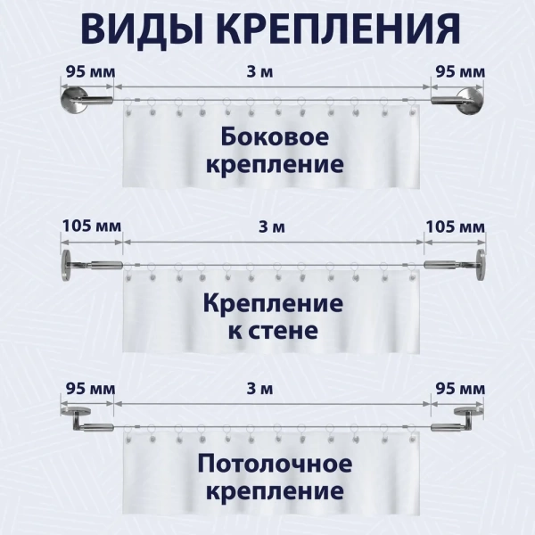 Карниз струнный усиленный 3 м без крючков Карниз струнный усиленный 3 м без крючков