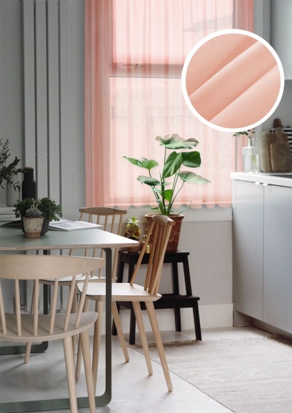 Тюль на тесьме "Миа" 140х150 персиковый Тюль на тесьме "Миа" 140х150 персиковый