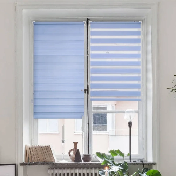 Рулонные шторы день ночь цвет голубой Рулонные шторы день ночь цвет голубой