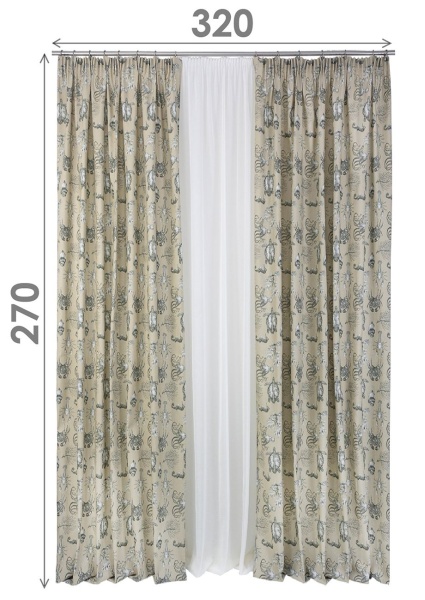 Комплект штор на тесьме "Бриз" 160х270/300х270 цвет бежевый Комплект штор на тесьме "Бриз" 160х270/300х270 цвет бежевый