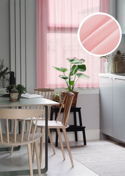 Тюль на тесьме "Миа" 140х150 светло-розовый Тюль на тесьме "Миа" 140х150 светло-розовый