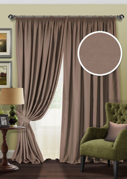 Комплект штор Блэкаут "Blackout-SH" 2 шт 220х270/500х270 светло-коричневый Комплект штор Блэкаут "Blackout-SH" 2 шт 220х270/500х270 светло-коричневый
