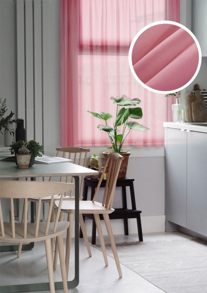 Тюль на тесьме "Миа" 140х150 розовый Тюль на тесьме "Миа" 140х150 розовый