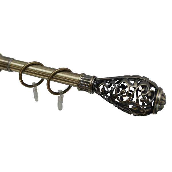 Карниз телескопический однорядный, металл, Кружево, Золото антик, 160-320см Карниз телескопический однорядный, металл, Кружево, Золото антик, 160-320см