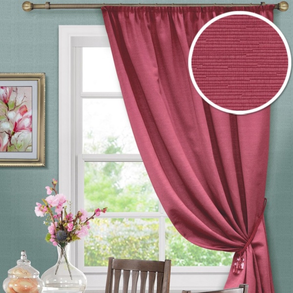 Штора на тесьме "Otoman" 139х180 красный Штора на тесьме "Otoman" 139х180 красный