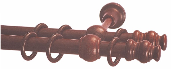 Карниз двухрядный (Красное дерево) D28, наконечник Стандарт Карниз двухрядный (Красное дерево) D28, наконечник Стандарт