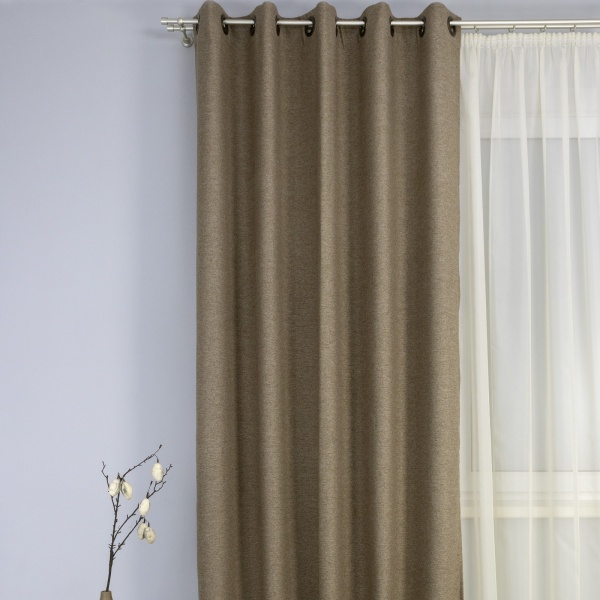 Штора на люверсах "Шенилл" 200х270 цвет бежевый Штора на люверсах "Шенилл" 200х270 цвет бежевый