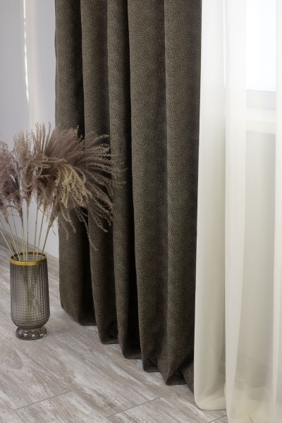 Штора на люверсах 200х260 см Мартина цвет черно-бежевый Штора на люверсах 200х260 см Мартина цвет черно-бежевый