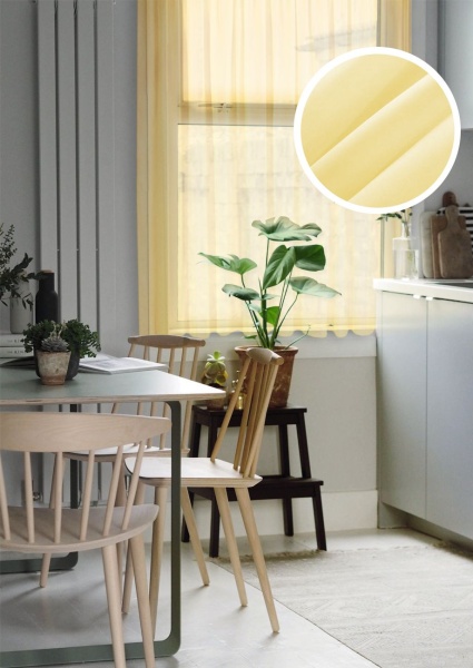 Тюль на тесьме "Миа" 140х150 желтый Тюль на тесьме "Миа" 140х150 желтый