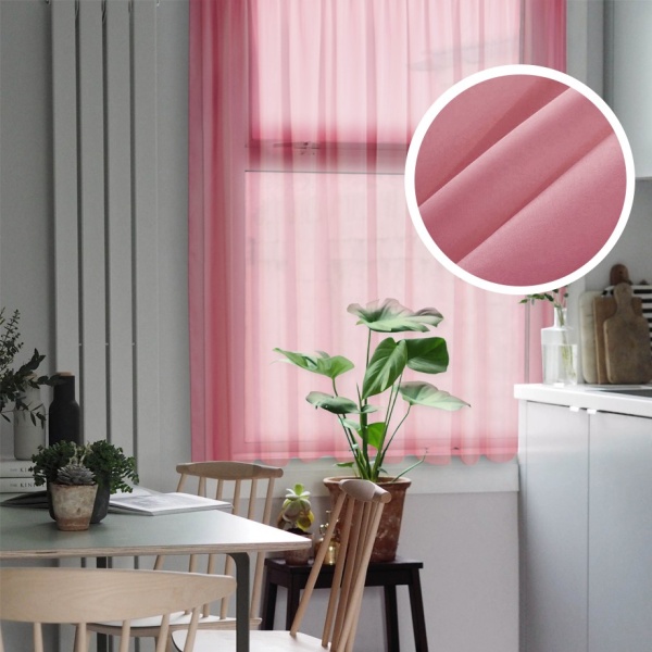 Тюль на тесьме "Миа" 140х150 розовый Тюль на тесьме "Миа" 140х150 розовый