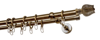 Карниз 2-х рядный гладкий ∅20/16мм, бронза, 140 см, Тюльпан Карниз 2-х рядный гладкий ∅20/16мм, бронза, 140 см, Тюльпан