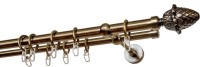 Карниз 2-х рядный гладкий ∅20/16мм, бронза, 280 см, Кедр Карниз 2-х рядный гладкий ∅20/16мм, бронза, 280 см, Кедр