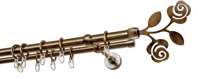 Карниз 2-х рядный гладкий ∅20/16мм, бронза, 140 см, Роза Карниз 2-х рядный гладкий ∅20/16мм, бронза, 140 см, Роза