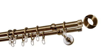 Карниз 2-х рядный гладкий ∅20/16мм, бронза, 140 см, Мебиус Карниз 2-х рядный гладкий ∅20/16мм, бронза, 140 см, Мебиус