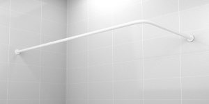Карниз для ванной 160x70см (Штанга 20мм) Г-образный, угловой Усиленный. Белый