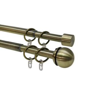 Карниз телескопический двухрядный, металл, Классика, Золото антик, 160-320см