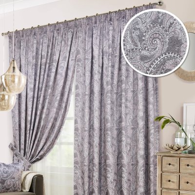 Комплект штор на тесьме "Samira" 2 шт 200х270, тюль 450х270 серый Комплект штор на тесьме "Samira" 2 шт 200х270, тюль 450х270 серый